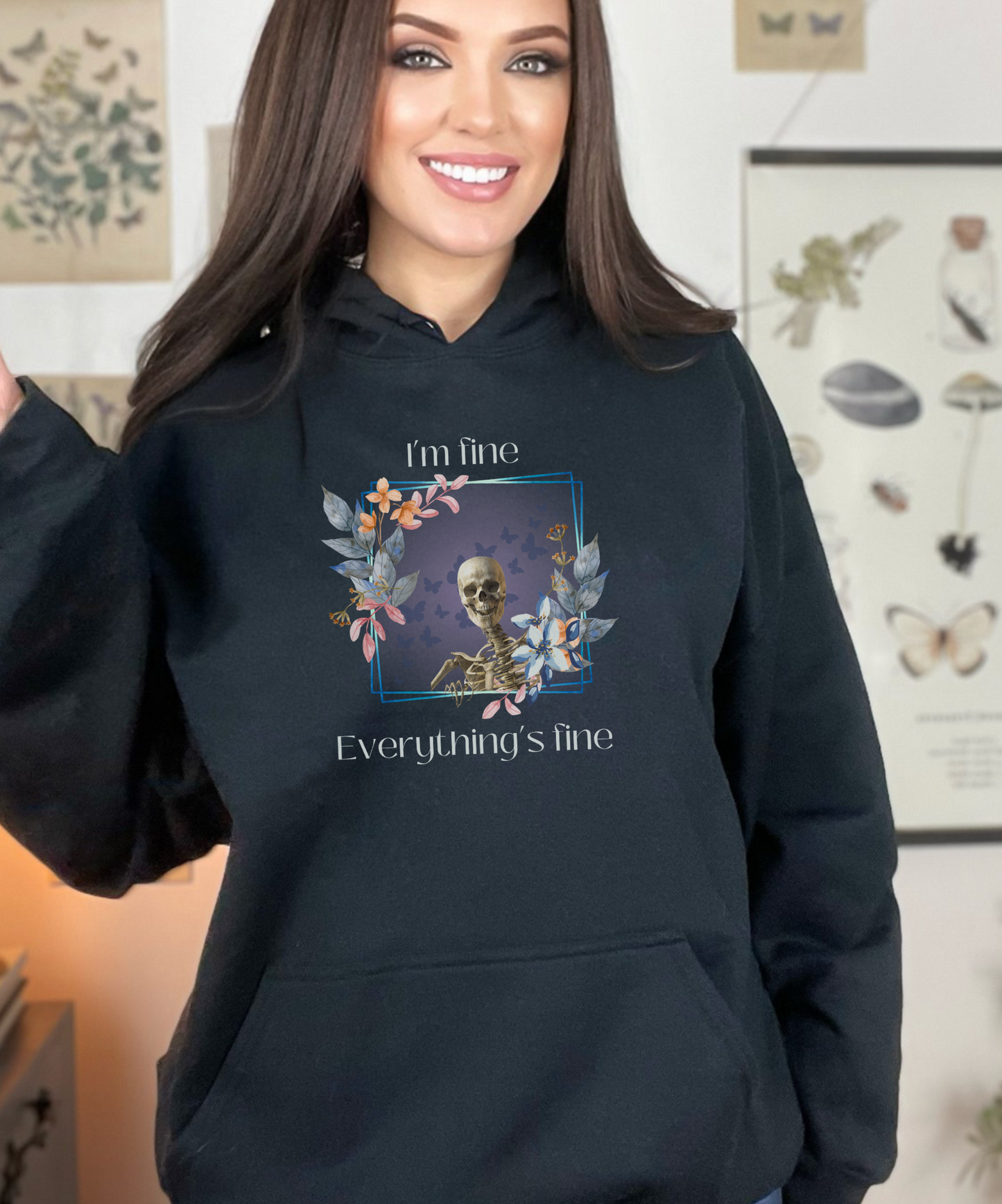 I'm Fine, Everything's Fine Funny, Sarcastic, skeleton, comfortable, hoodie Unisex Heavy Blend™ Hooded Sweatshirt