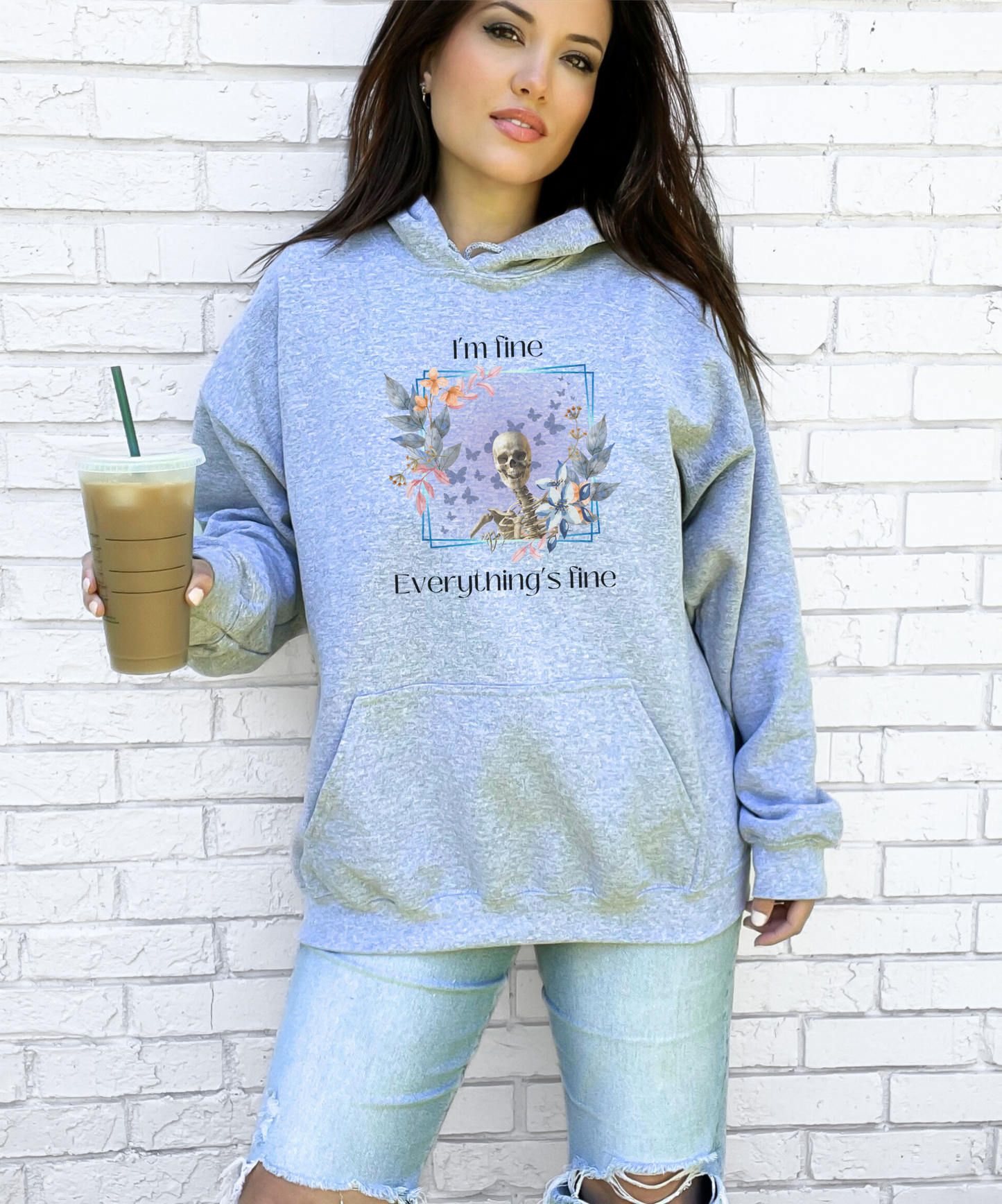 I'm Fine, Everything's Fine Funny, Sarcastic, skeleton, comfortable, hoodie Unisex Heavy Blend™ Hooded Sweatshirt