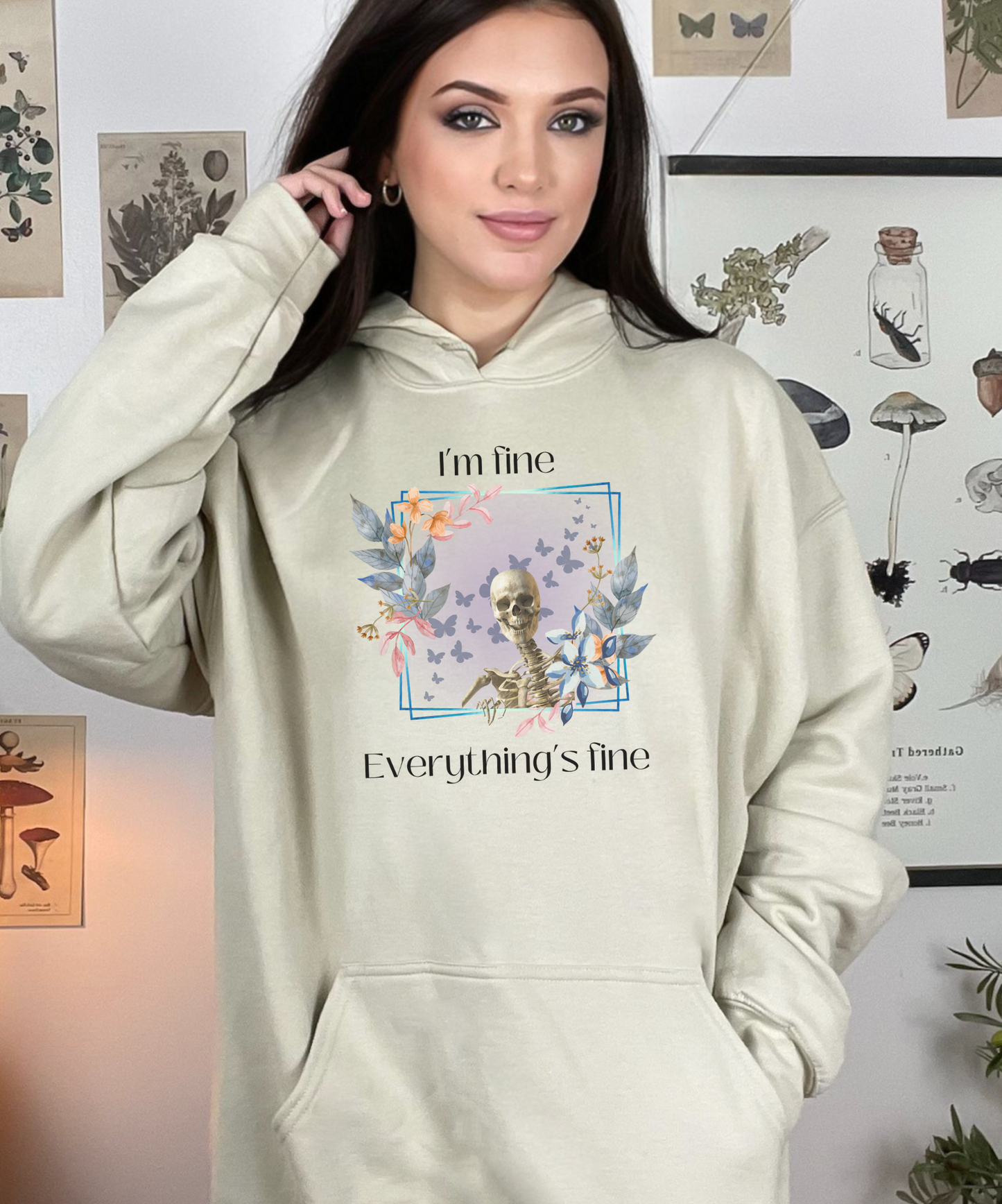 I'm Fine, Everything's Fine Funny, Sarcastic, skeleton, comfortable, hoodie Unisex Heavy Blend™ Hooded Sweatshirt